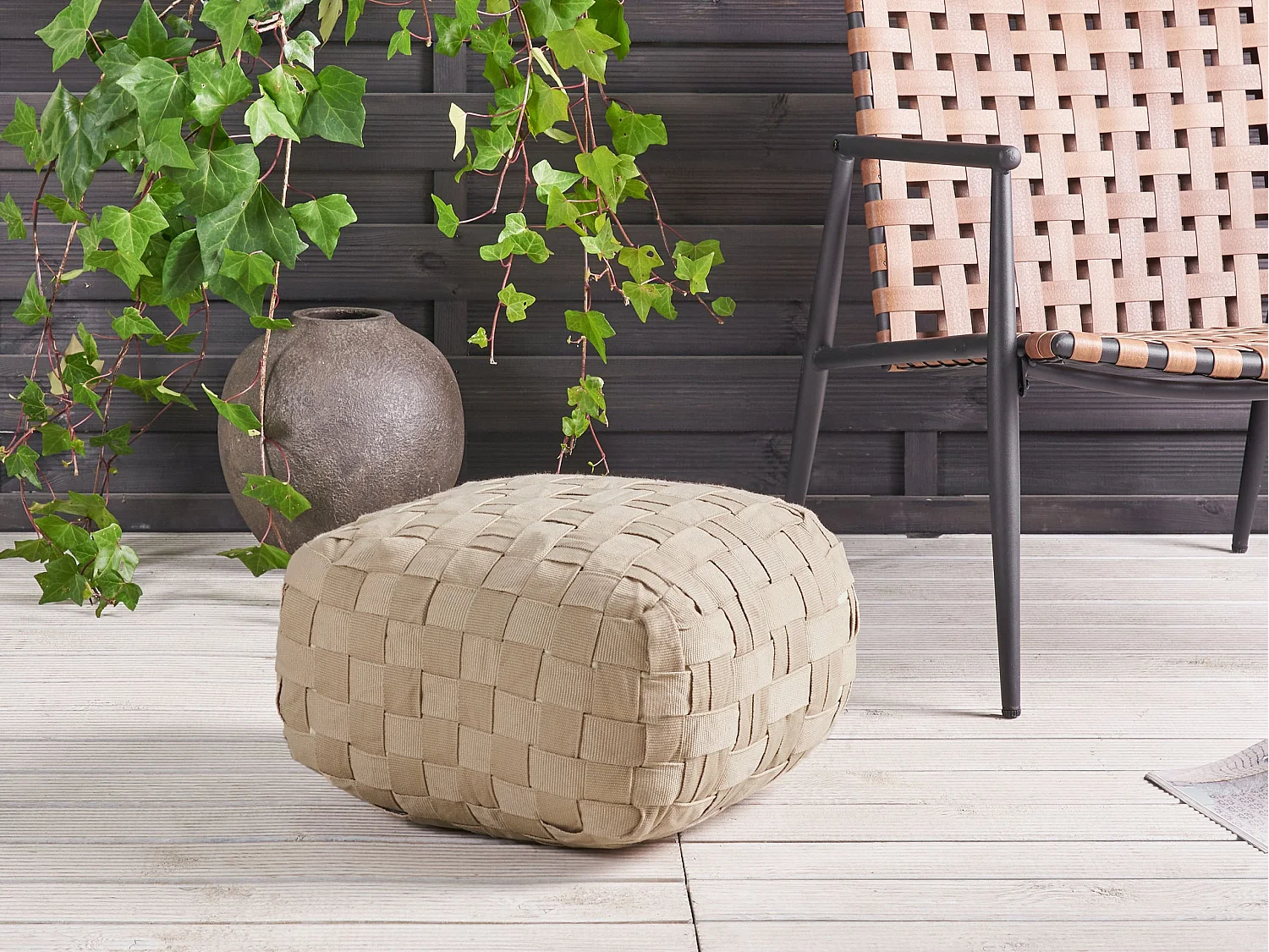 Pouf BODLA Beige 50 cm 50 cm 30 cm