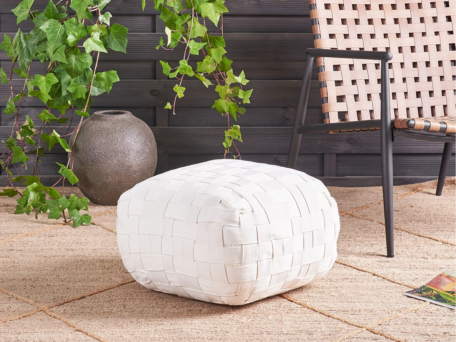 Pouf BODLA Weiss 50 cm 50 cm 30 cm