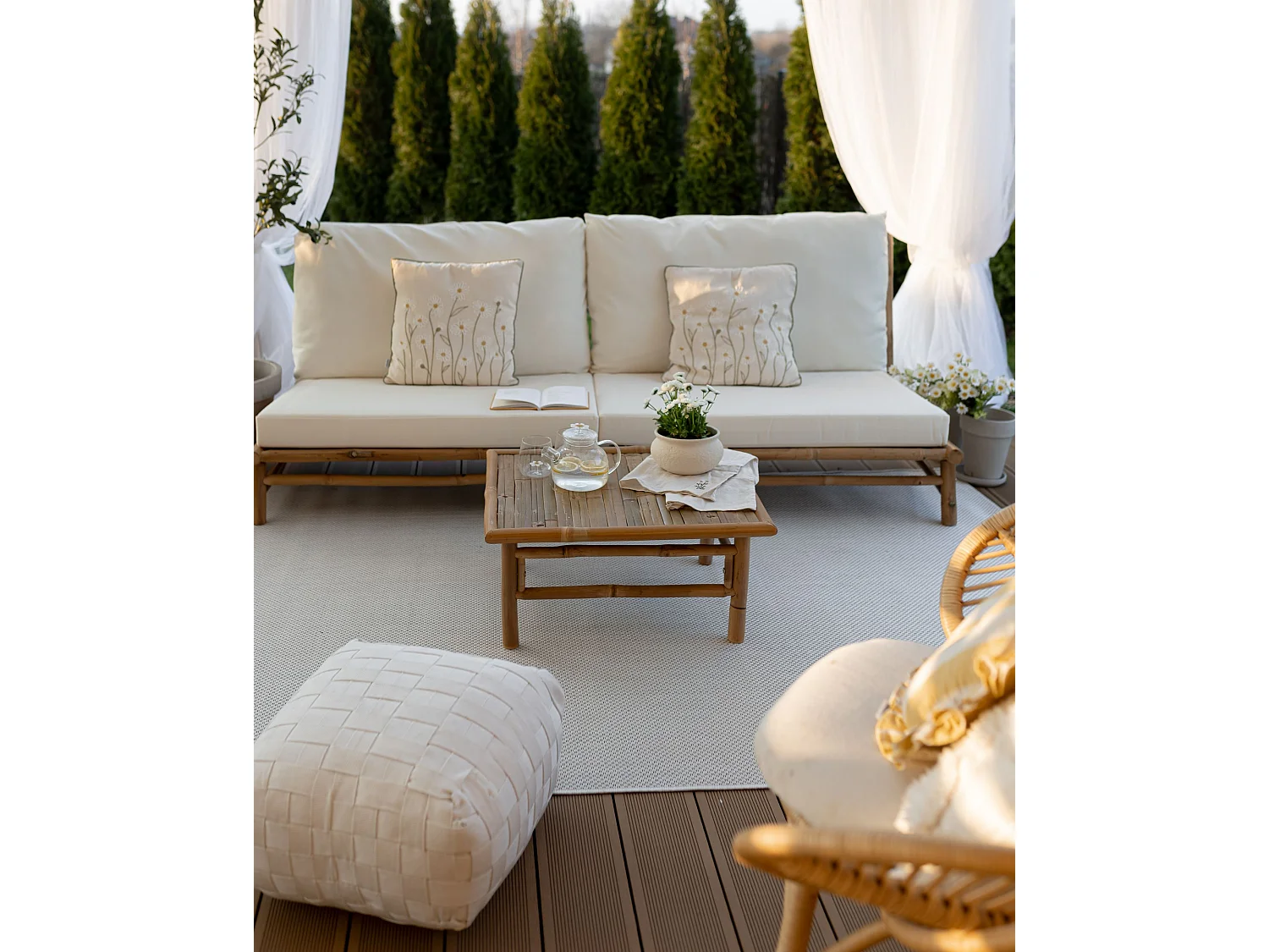 Pouf BODLA Blanc 50 cm 50 cm 30 cm