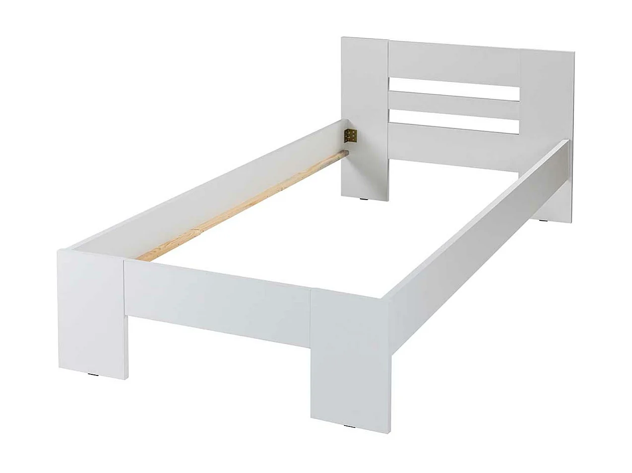 Lit adute en bois coloris blanc - longueur  204 x profondeur 96 x hauteur 71 cm