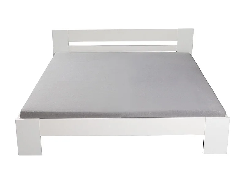 Lit adute en bois coloris blanc - longueur  204 x profondeur 186 x hauteur 71 cm