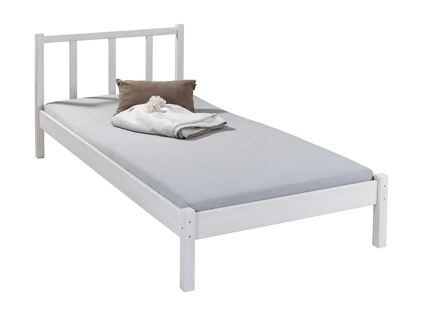 Lit pour enfant en bois coloris blanc,  couchage 90 x 200  - longueur  208 x profondeur 96 x hauteur 80 cm