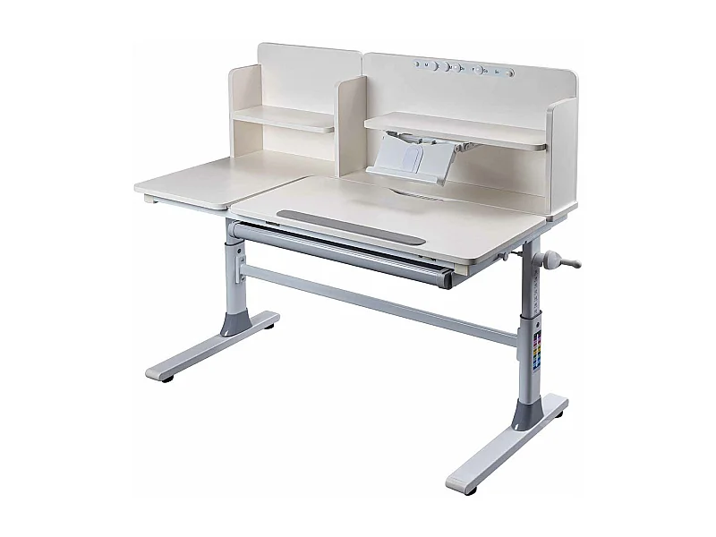 Meuble du bureau, bureau pour enfant réglable en hauteur en bois coloris Blanc - longueur 120 x profondeur 60 x hauteur 96/116 cm