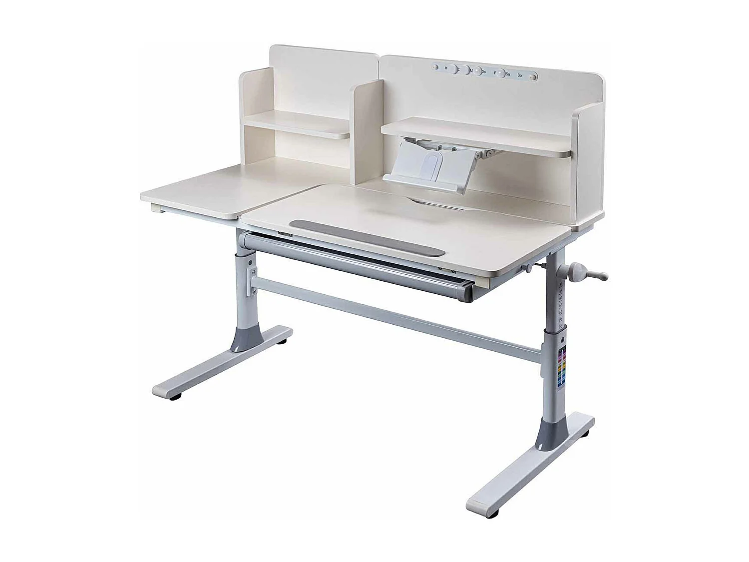 Meuble du bureau, bureau pour enfant réglable en hauteur en bois coloris Blanc - longueur 120 x profondeur 60 x hauteur 96/116 cm