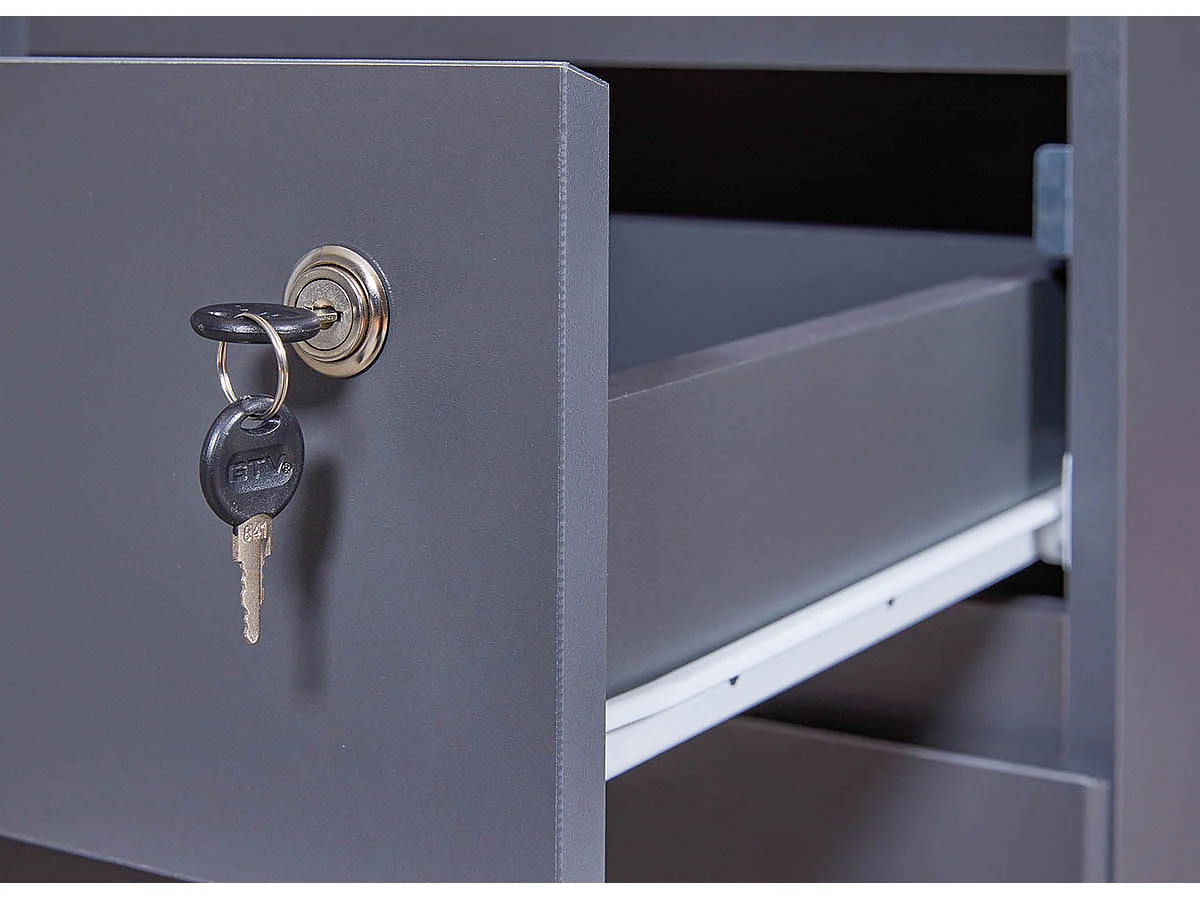 Caisson de bureau en bois  coloris gris Anthracite - longueur 44 x profondeur 51x hauteur 76 cm