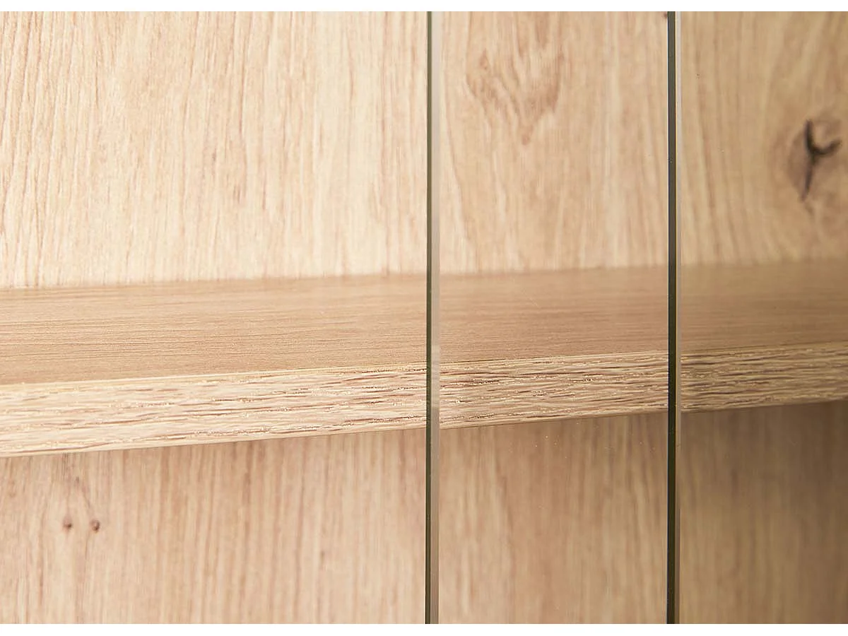 Vitrine murale, étagère murale avec 5 tablettes en bois coloris imitation chêne artisan - longueur 80 x profondeur 9,5 x hauteur 60 cm