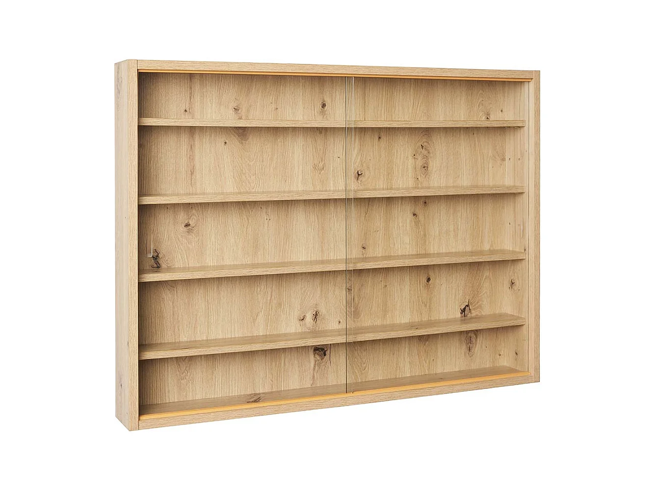 Vitrine murale, étagère murale avec 5 tablettes en bois coloris imitation chêne artisan - longueur 80 x profondeur 9,5 x hauteur 60 cm