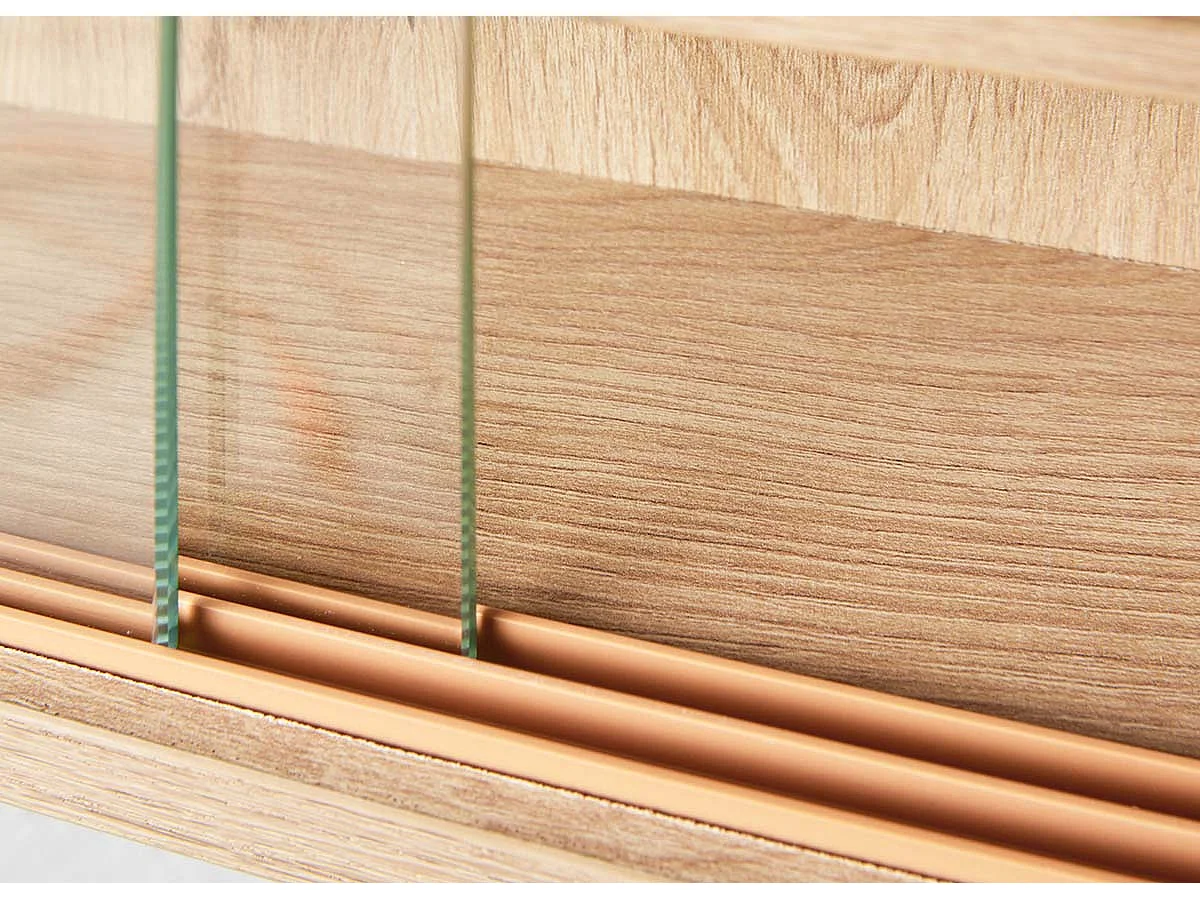 Vitrine murale, étagère murale avec 5 tablettes en bois coloris imitation chêne artisan - longueur 80 x profondeur 9,5 x hauteur 60 cm
