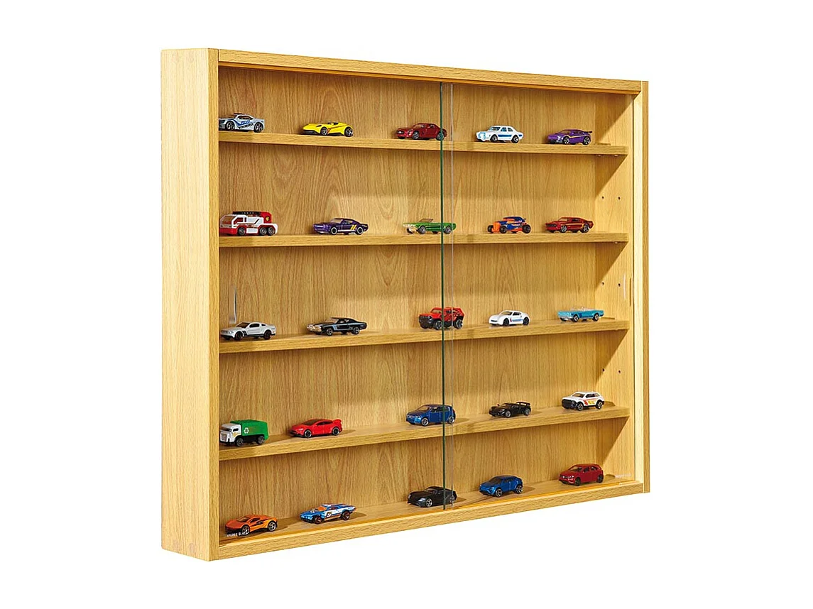 Vitrine murale, étagère murale en bois coloris imitation hêtre  - longueur 80 x profondeur 9,5 x hauteur 60 cm