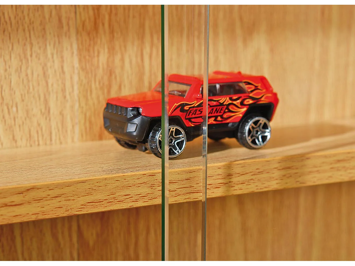 Vitrine murale, étagère murale en bois coloris imitation hêtre  - longueur 80 x profondeur 9,5 x hauteur 60 cm