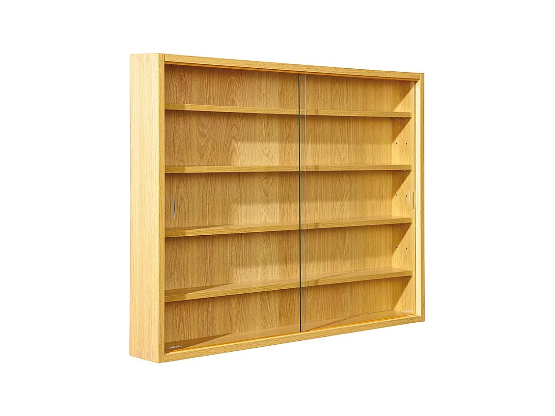 Vitrine murale, étagère murale en bois coloris imitation hêtre  - longueur 80 x profondeur 9,5 x hauteur 60 cm