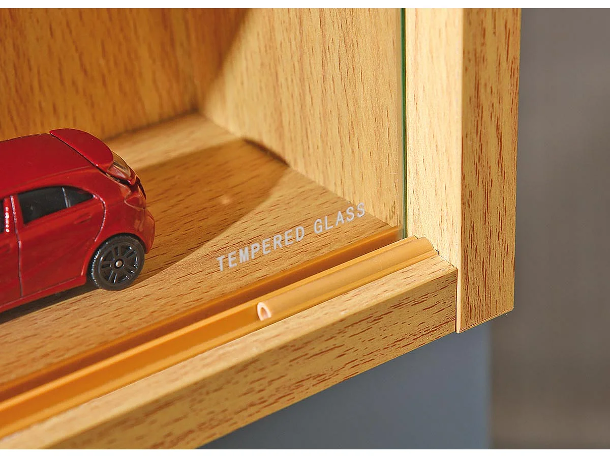 Vitrine murale, étagère murale en bois coloris imitation hêtre  - longueur 80 x profondeur 9,5 x hauteur 60 cm