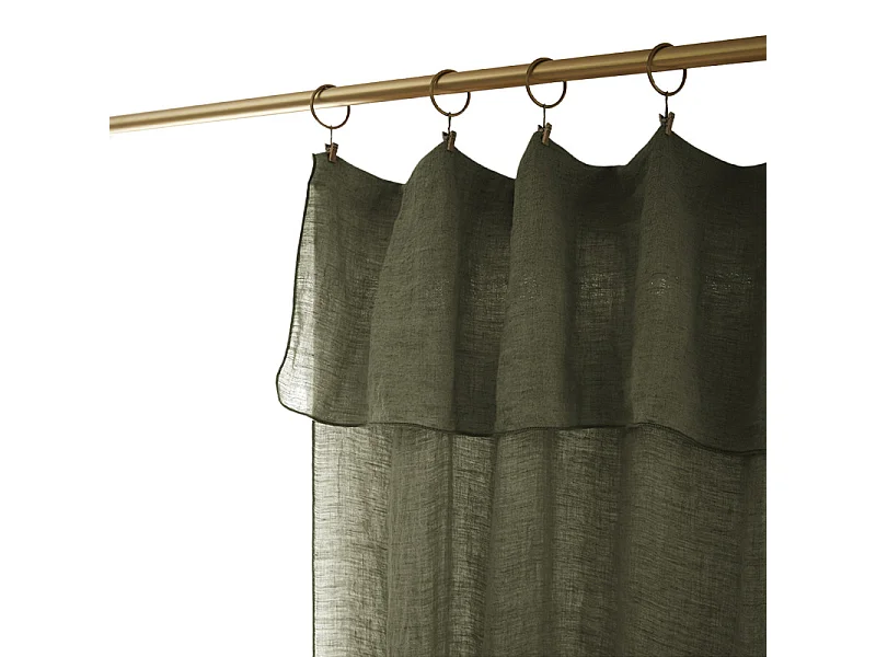 Rideau ajustable 140 x 270 cm en lin lavé vert - LUISA