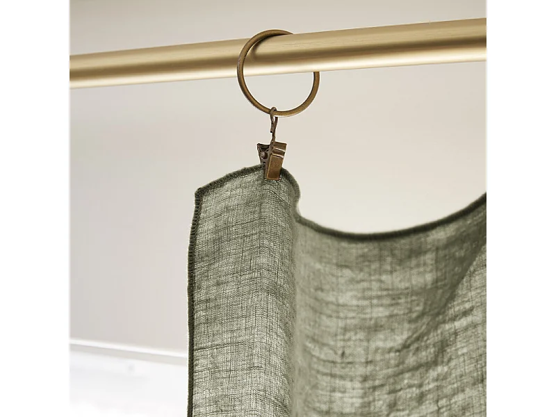 Rideau ajustable 140 x 270 cm en lin lavé vert - LUISA