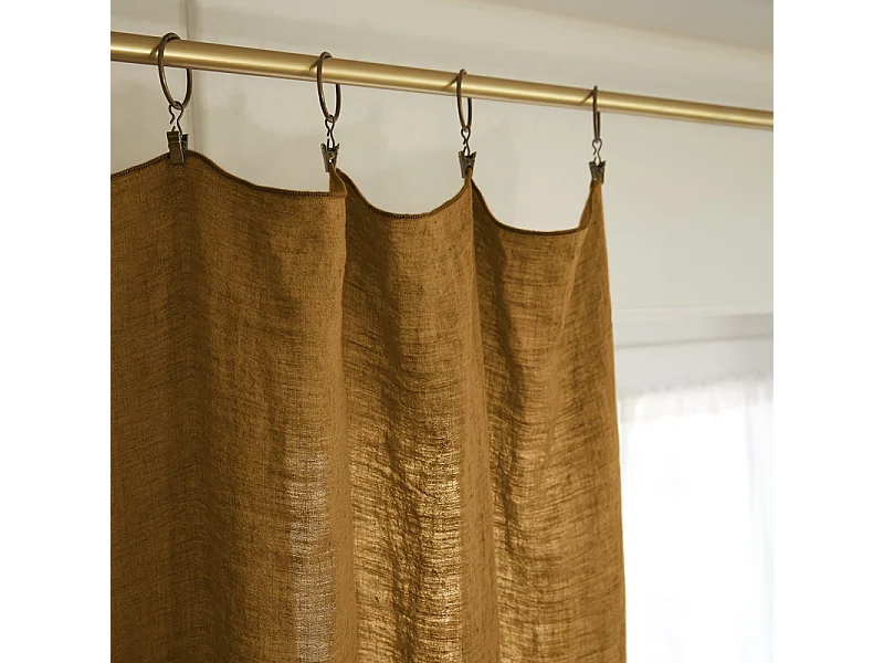Rideau ajustable 140 x 270 cm en lin lavé caramel - LUISA