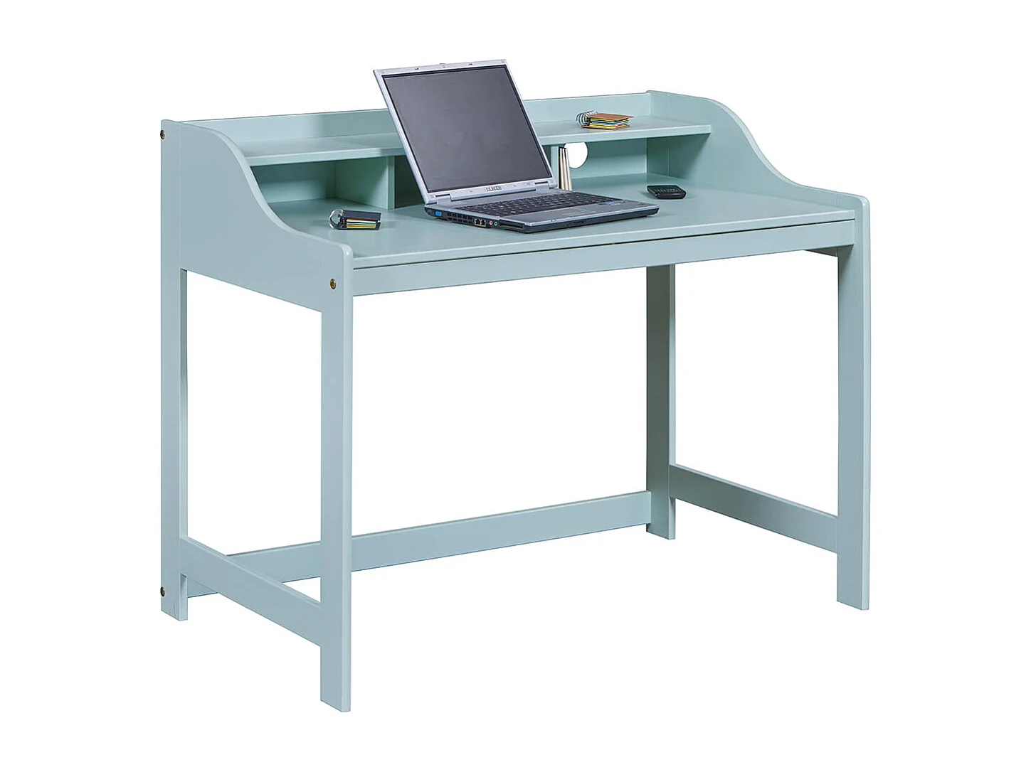 Meuble du bureau, bureau pour enfant en  pin massif  coloris vert sauge  -  longueur  110 x profondeur 68 x hauteur 90 cm