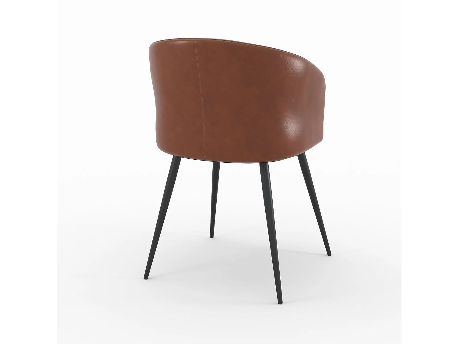 Silla de cuero marrón con patas de metal negro - Anatole