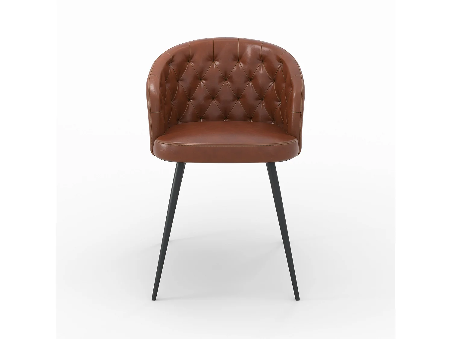 Chaise en cuir de buffle marron et pieds en métal noir - Anatole