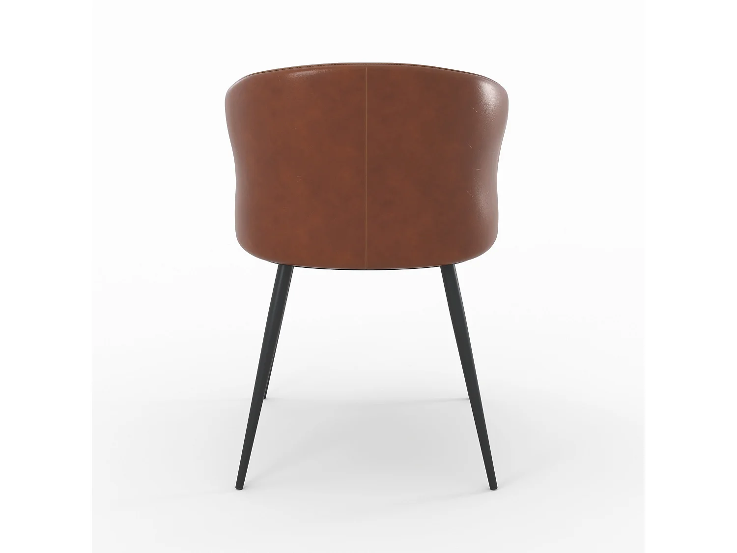 Chaise en cuir de buffle marron et pieds en métal noir - Anatole