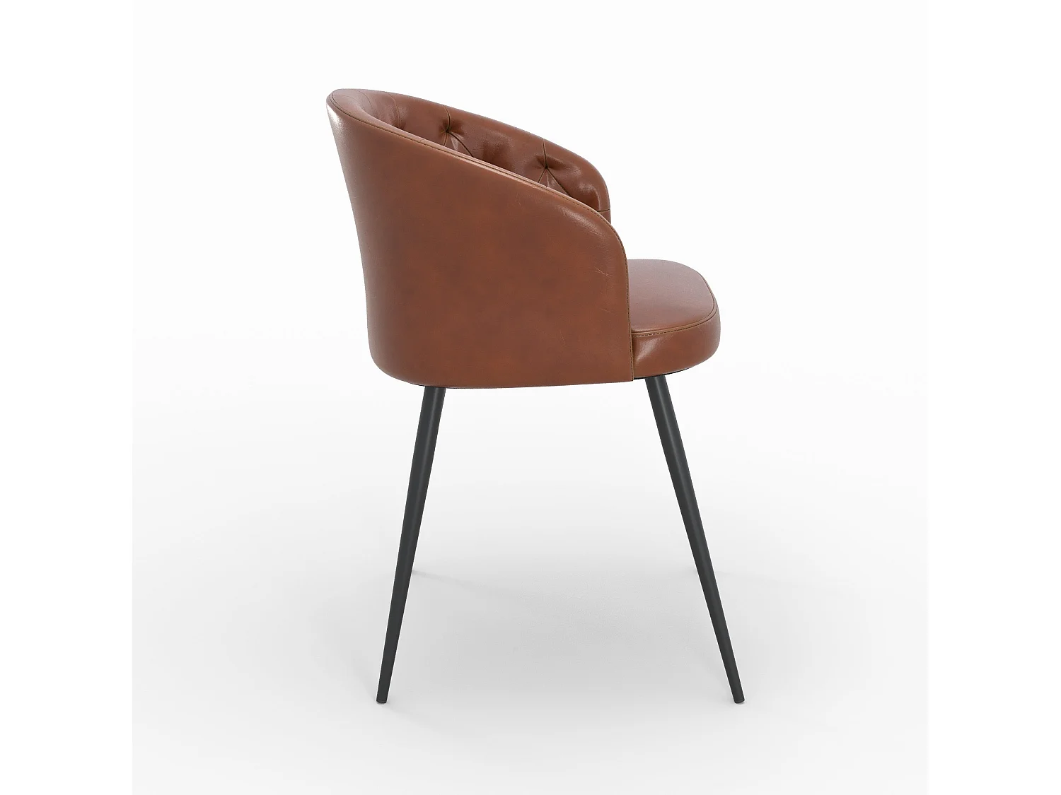Sedia in pelle di bufalo marrone con gambe in metallo nero - Anatole
