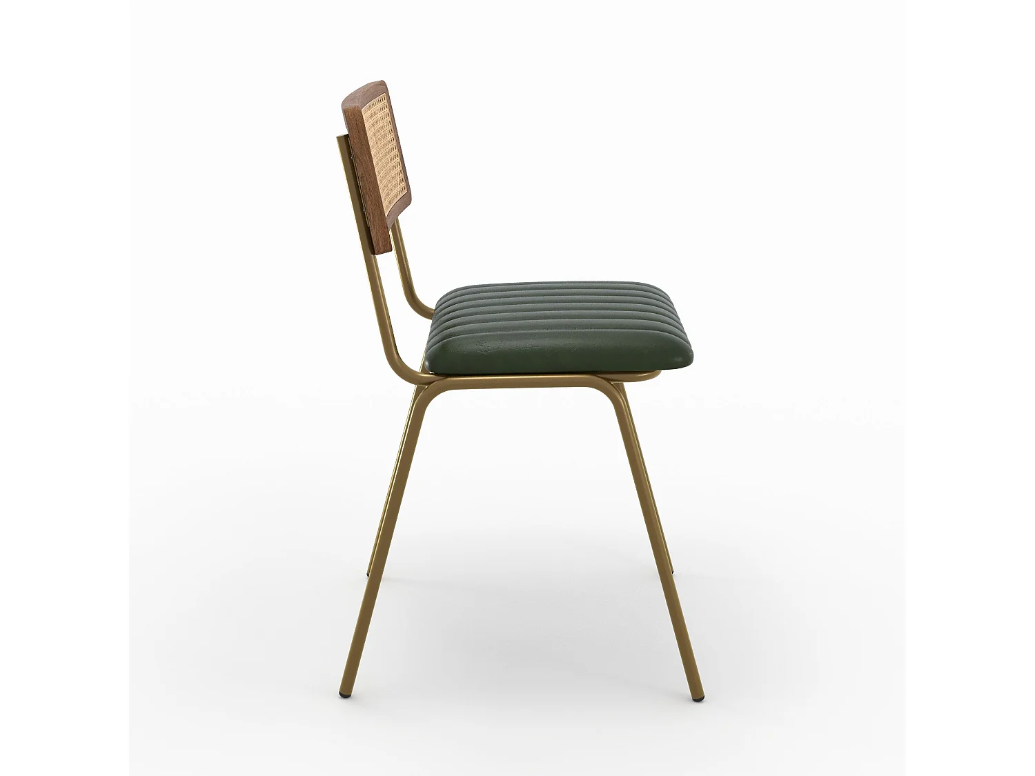 Lot de 2 chaises en cannage et cuir vert - Arsène
