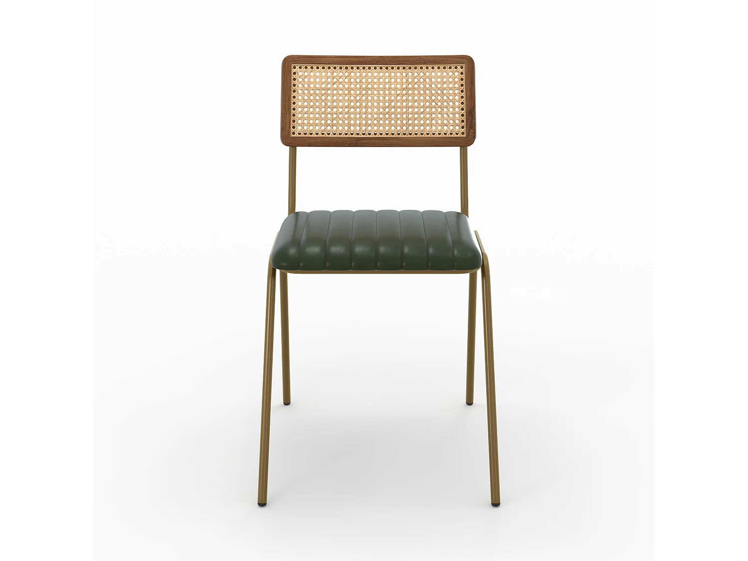 Lot de 2 chaises en cannage et cuir vert - Arsène