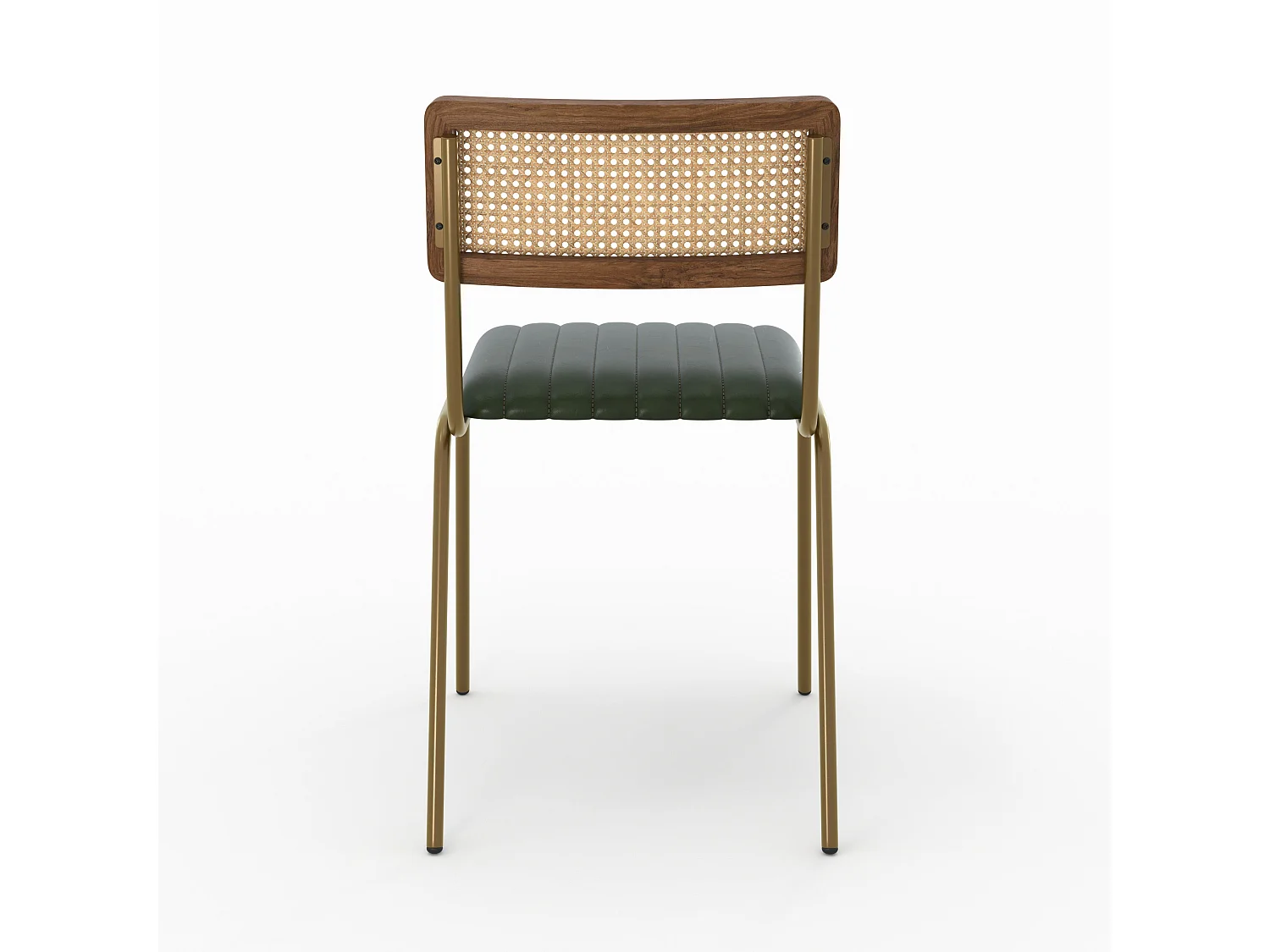 Set de 2 sillas en enea y cuero verde - Arsène