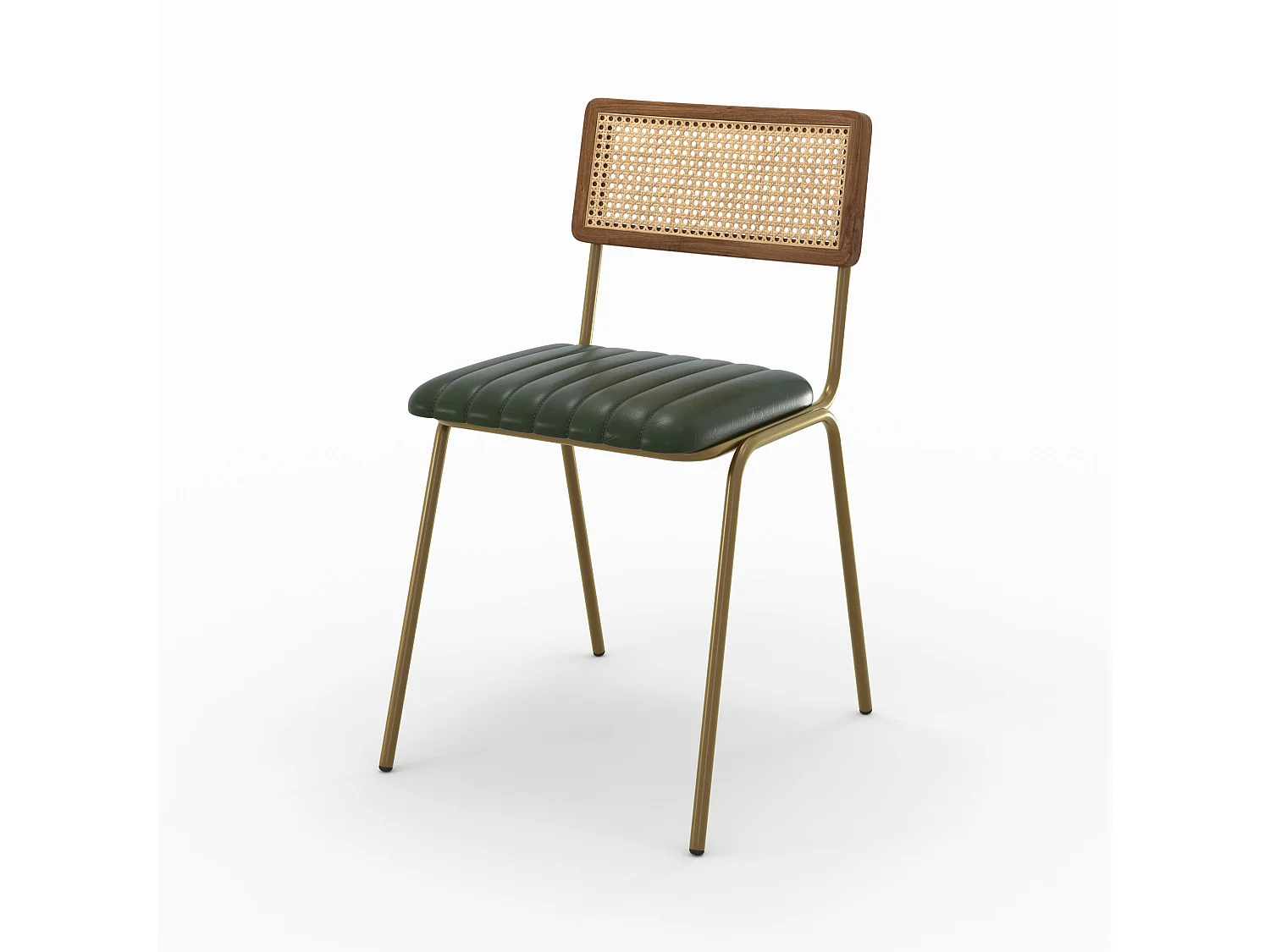 Set de 2 sillas en enea y cuero verde - Arsène