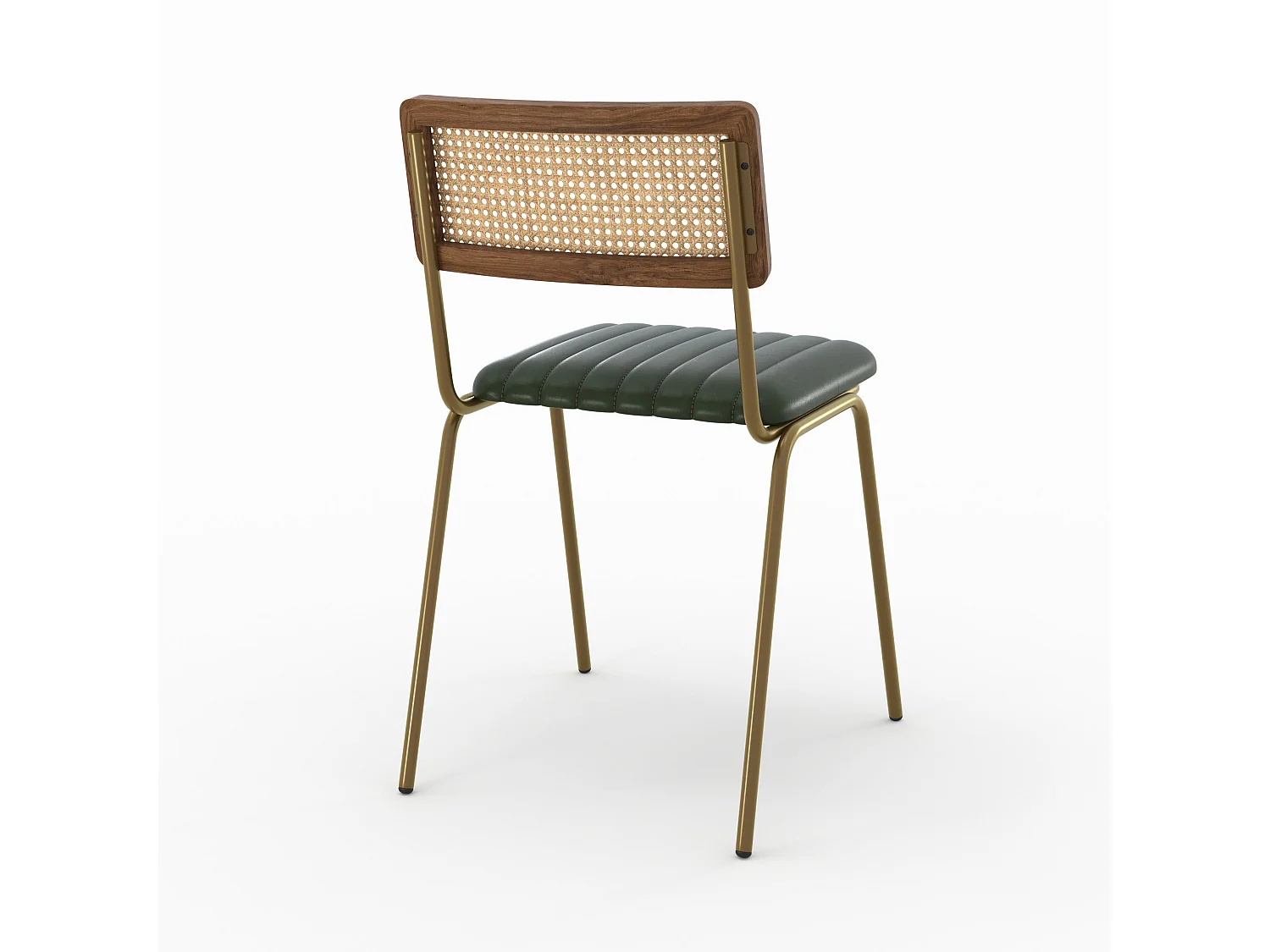 Set de 2 sillas en enea y cuero verde - Arsène