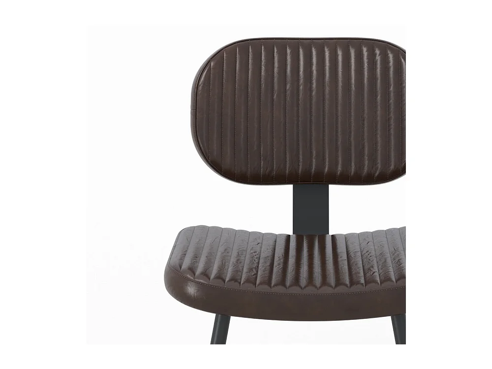 Lot de 2 chaises en cuir marron et pieds en métal noir - Clovis