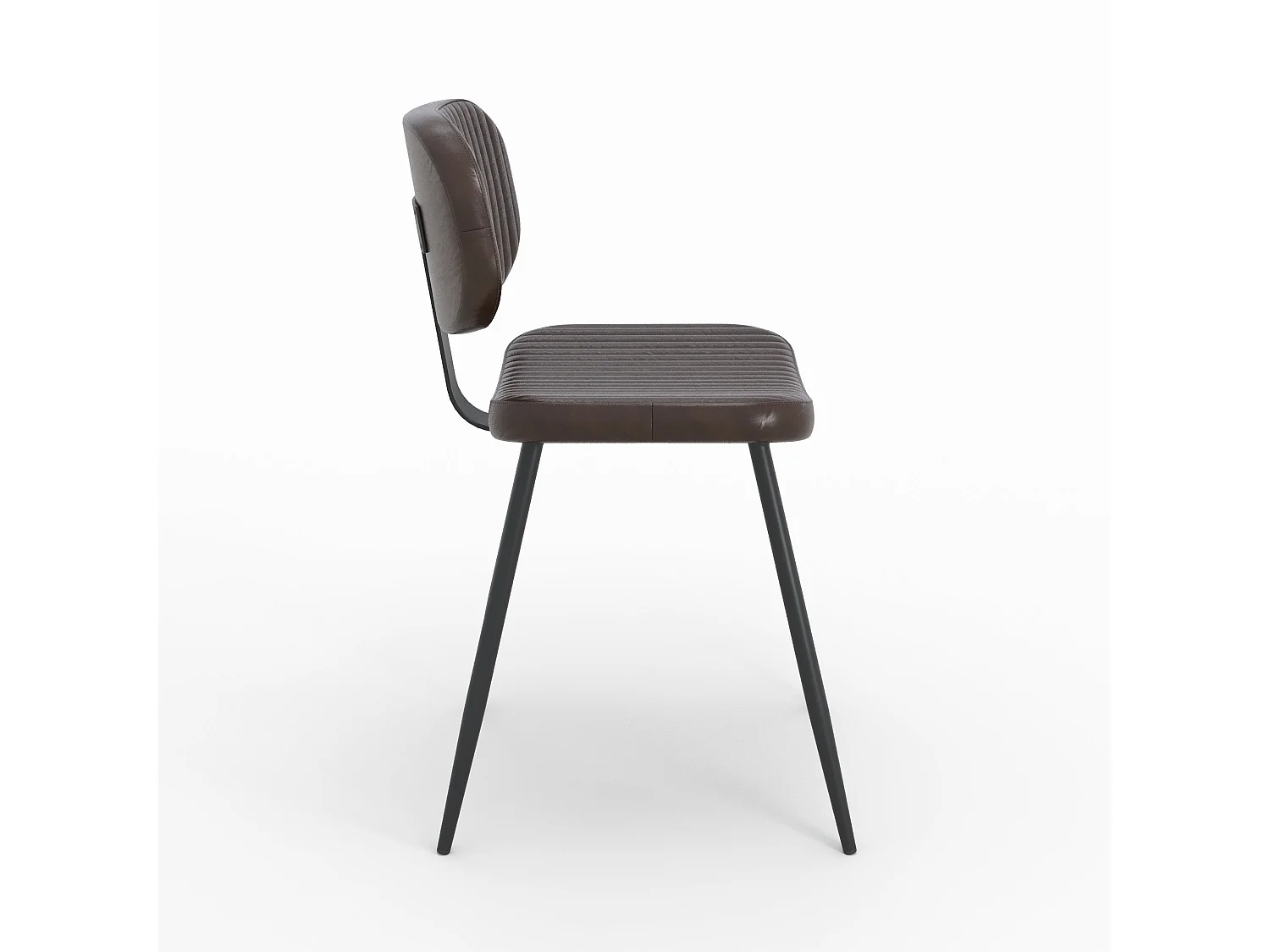 Lot de 2 chaises en cuir marron et pieds en métal noir - Clovis