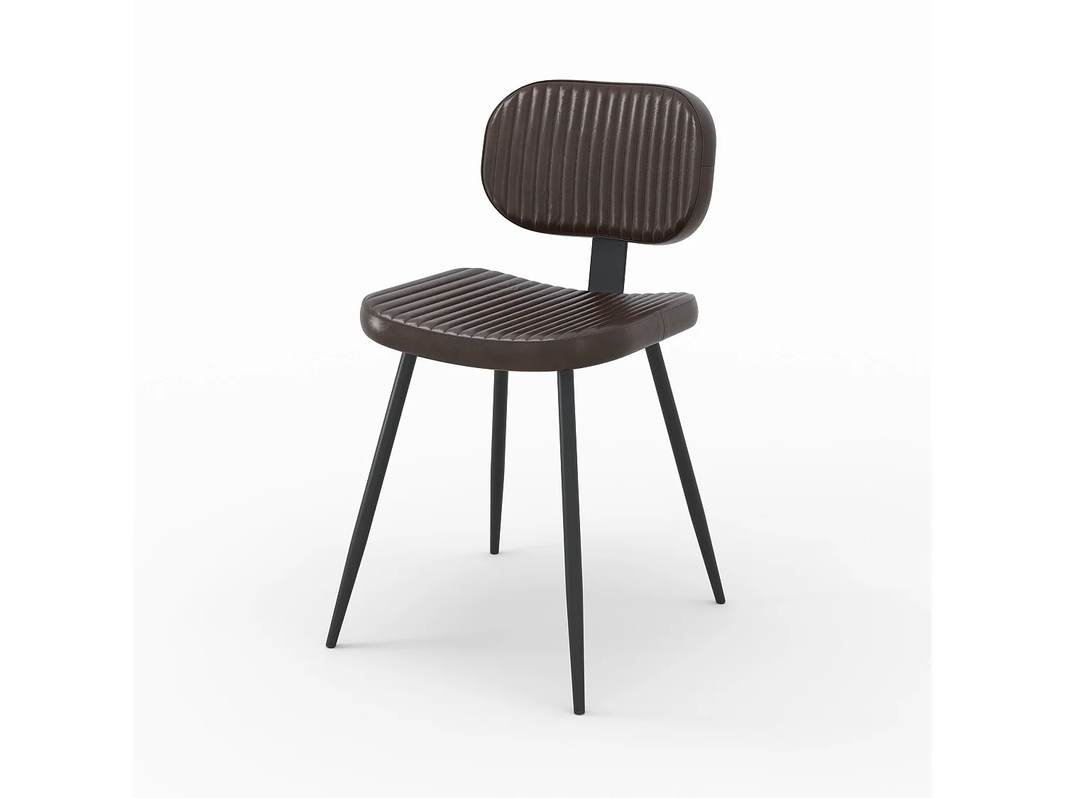 Set di 2 sedie in pelle marrone con gambe in metallo nero - Clovis