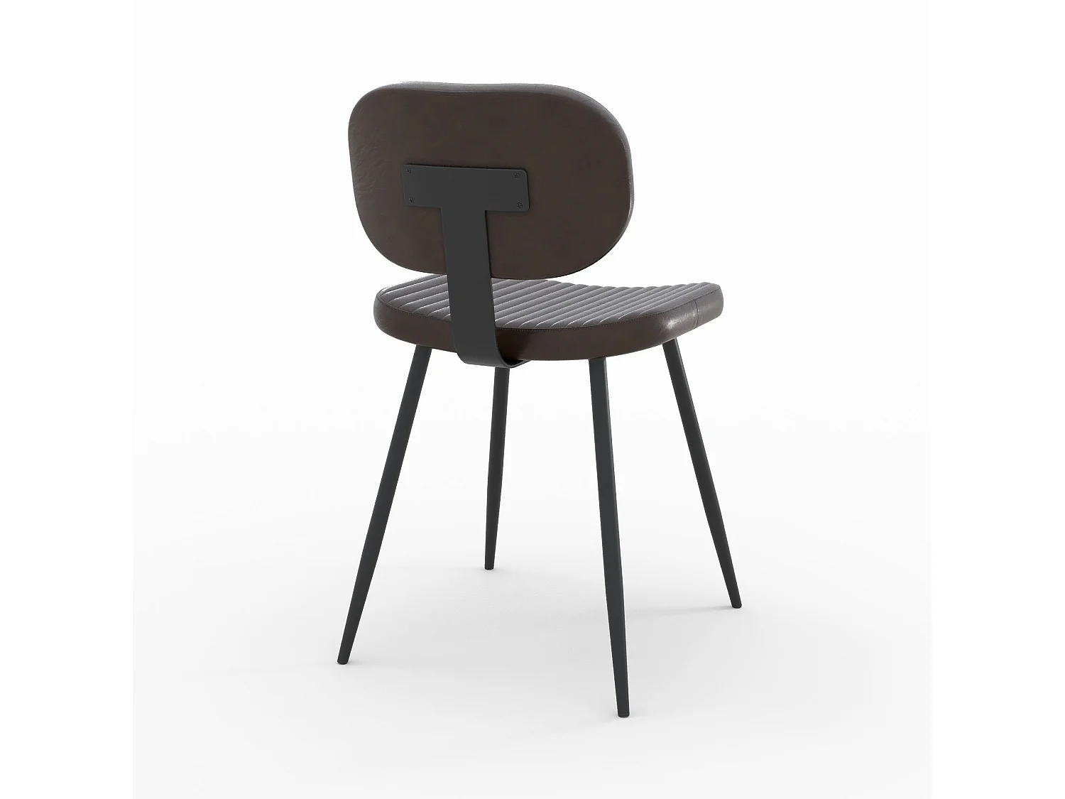 Set di 2 sedie in pelle marrone con gambe in metallo nero - Clovis
