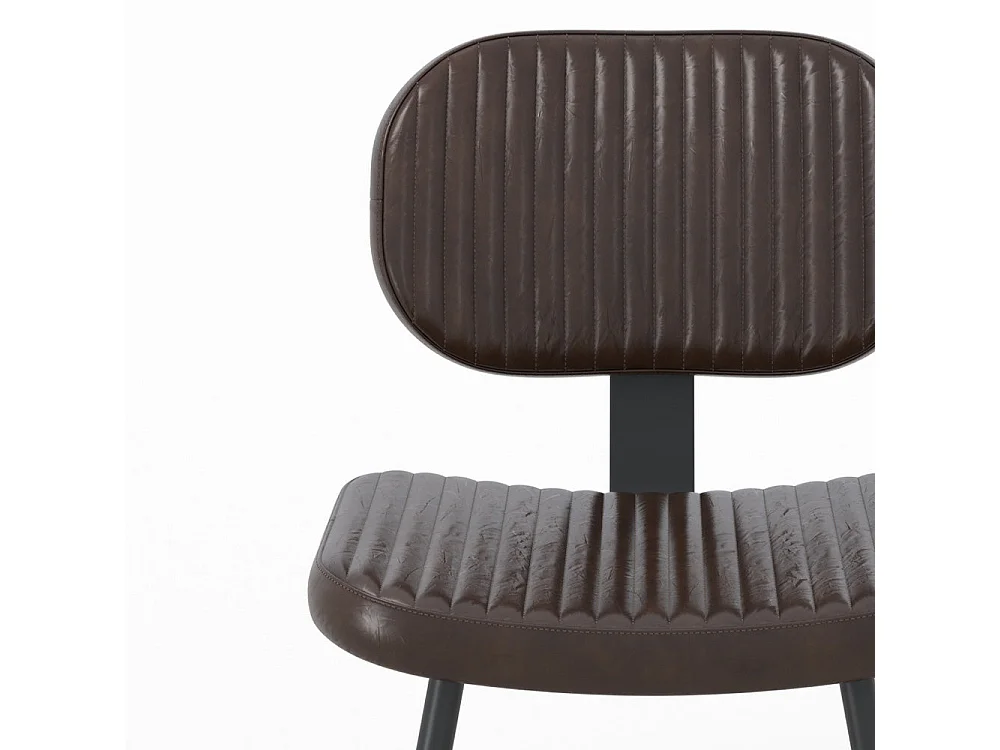 Set di 2 sedie in pelle marrone con gambe in metallo nero - Clovis