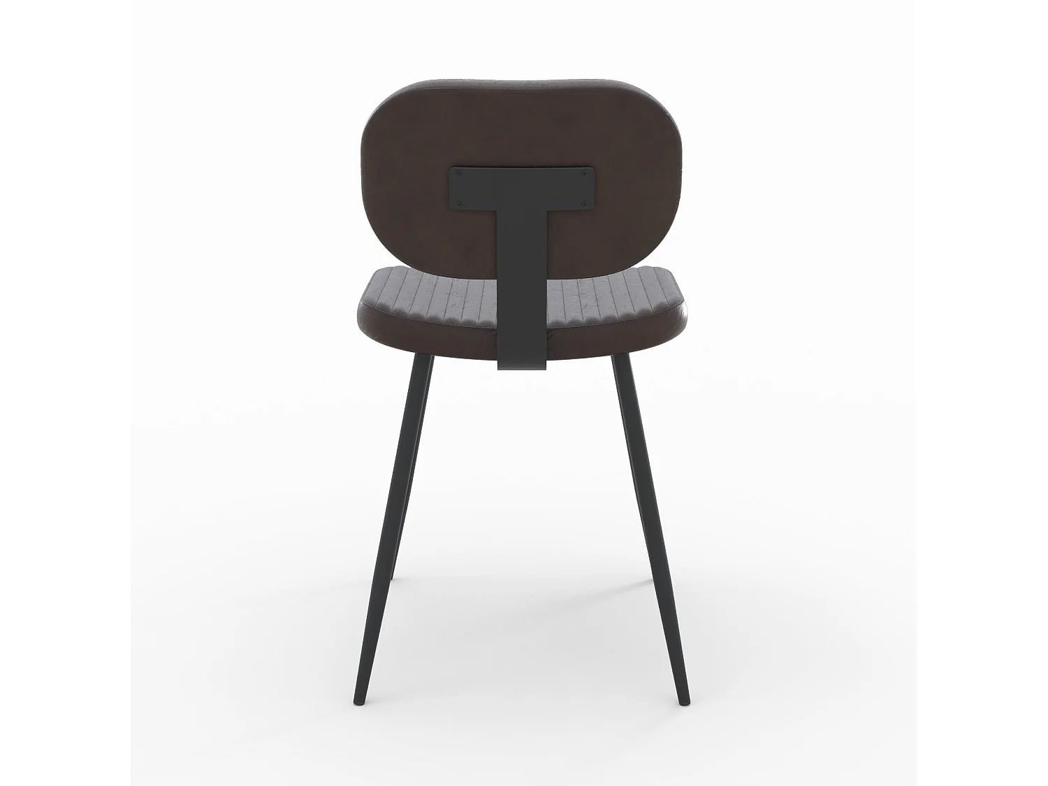 Set di 2 sedie in pelle marrone con gambe in metallo nero - Clovis