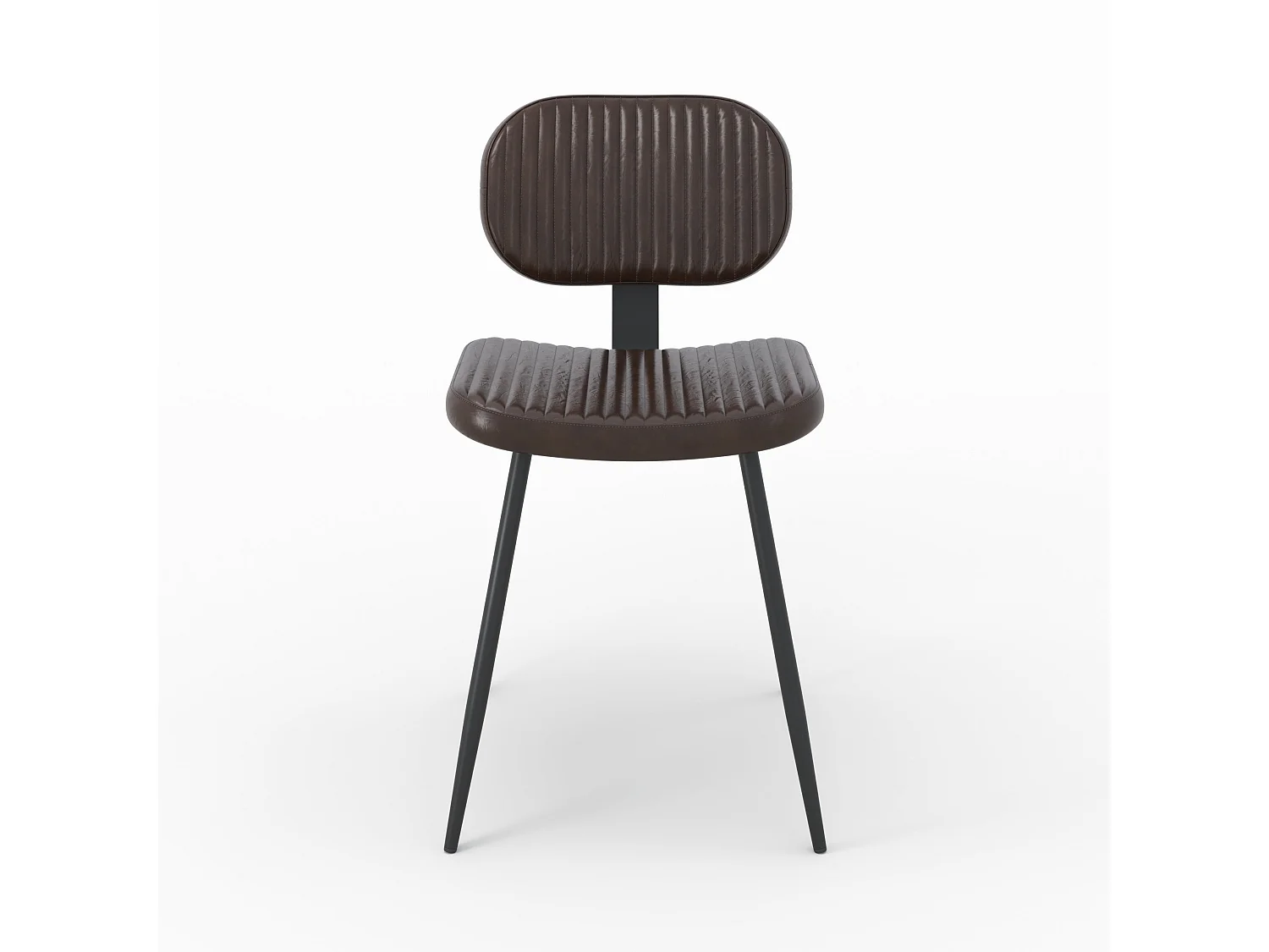 Set di 2 sedie in pelle marrone con gambe in metallo nero - Clovis