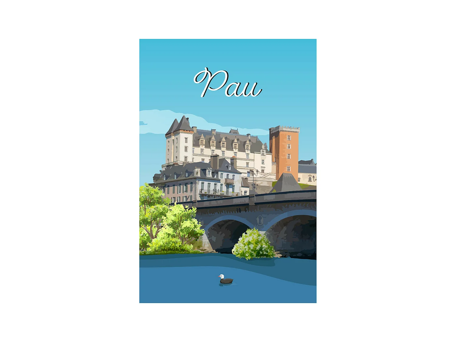 Tableau sur toile illustration château de Pau 30x45 cm