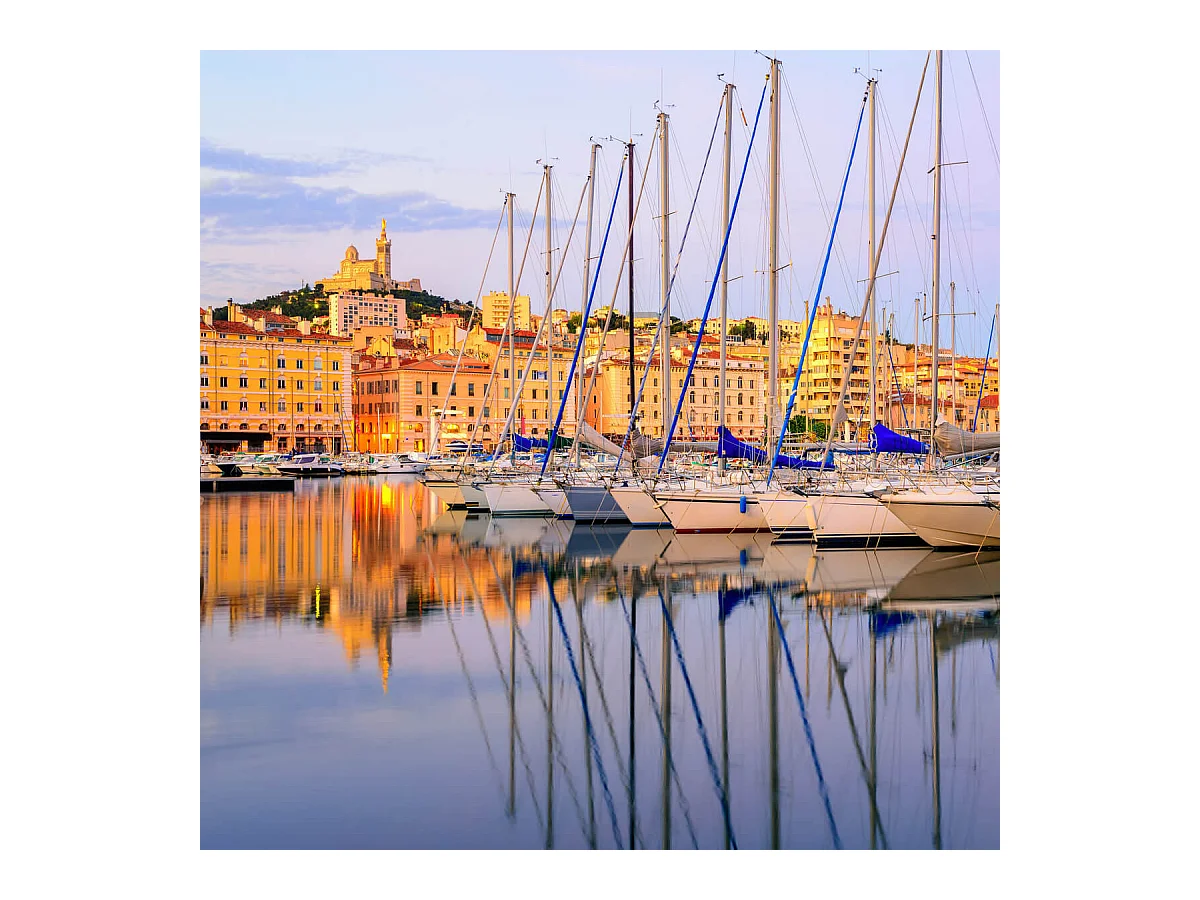 Tableau sur toile port de Marseille 65x65 cm