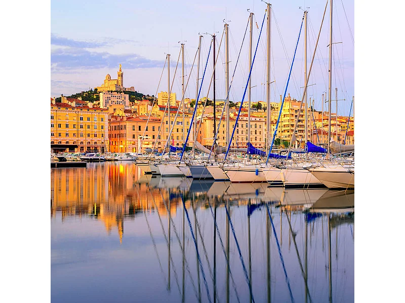 Tableau sur toile port de Marseille 65x65 cm