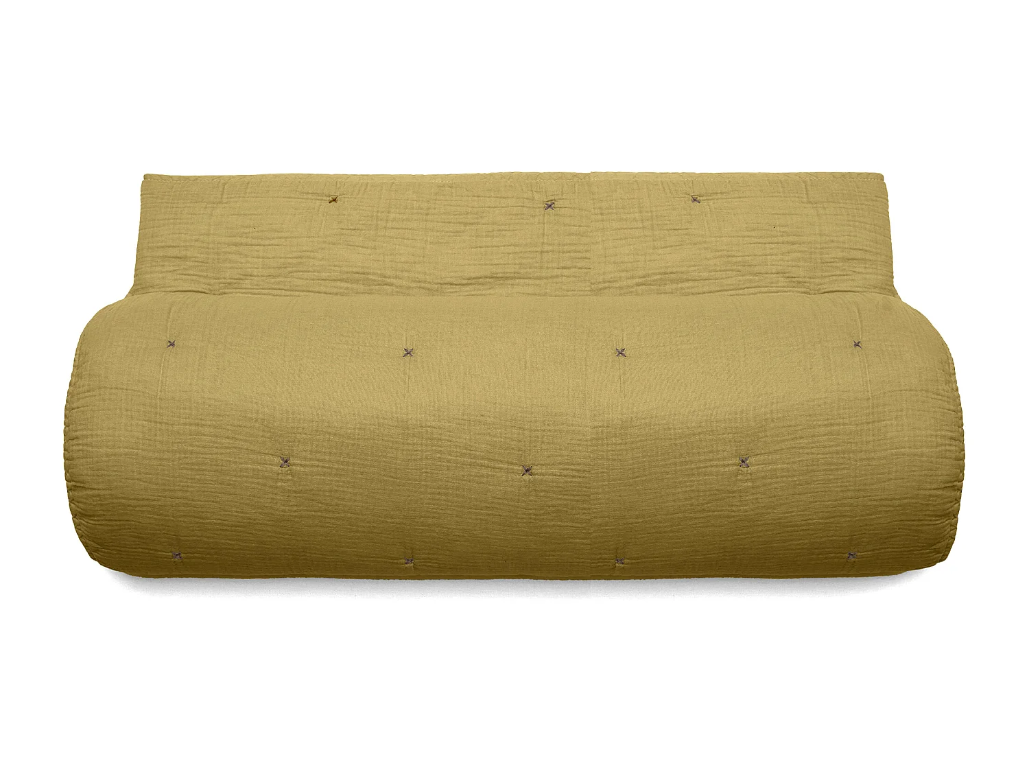 Couvre lit capitonné en mousseline de coton 180x240 cm ANDROS jaune jasmin