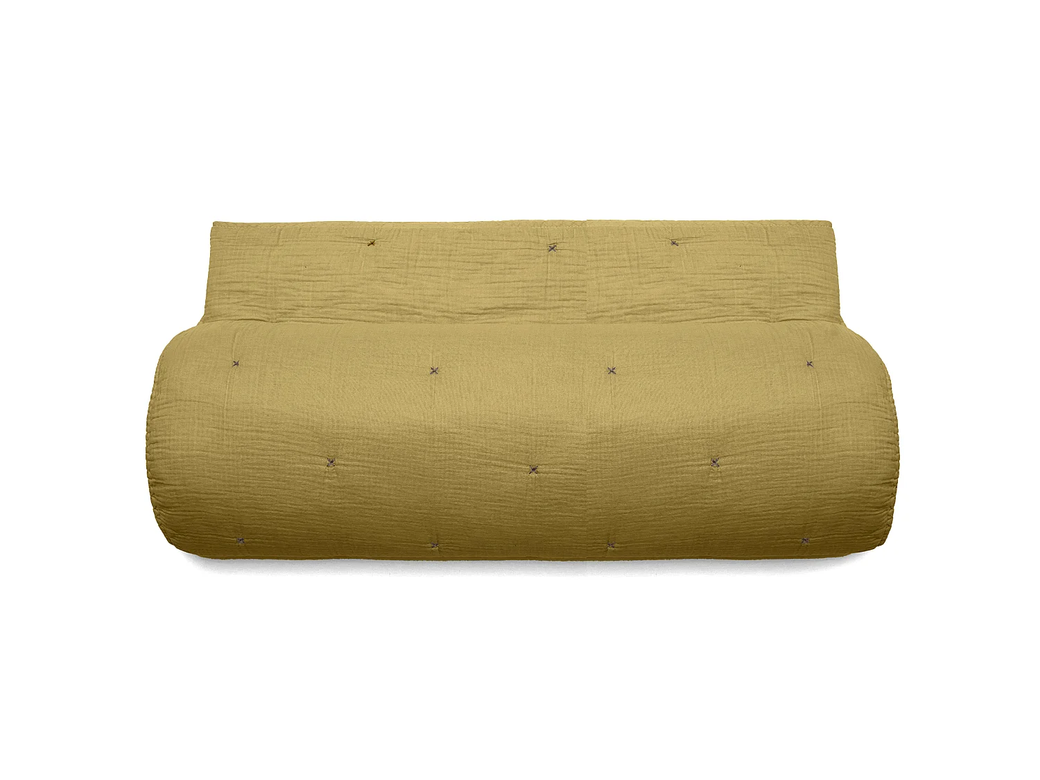 Couvre lit capitonné en mousseline de coton 180x240 cm ANDROS jaune jasmin