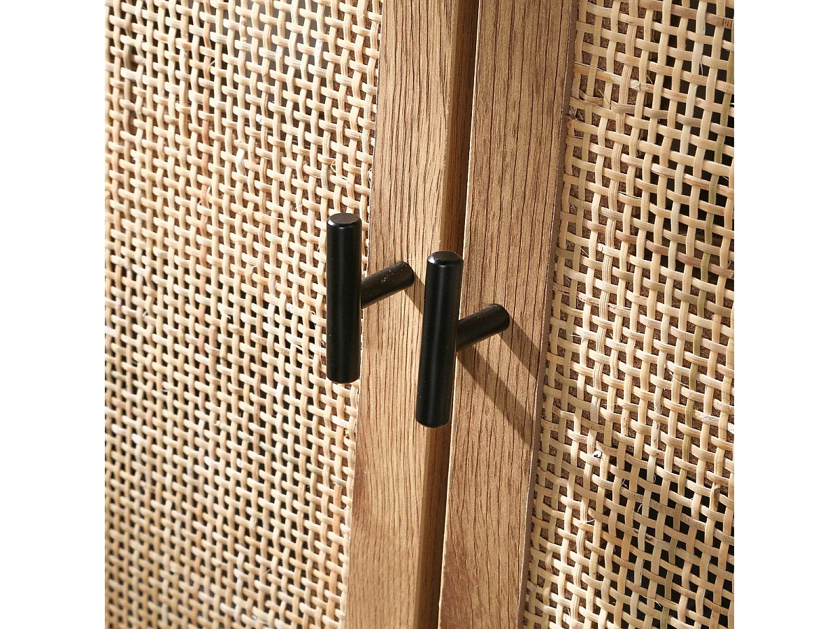 Aparador de 2 puertas y 3 cajones de ratán L120 cm - JAYA