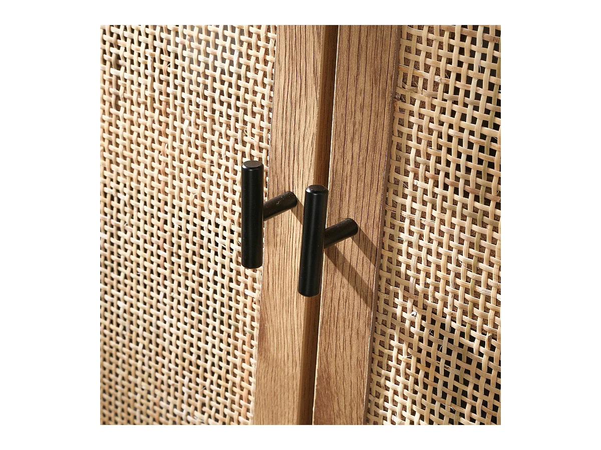 Sideboard mit 2 Türen und 3 Schubladen aus Rattan L120 cm - JAYA