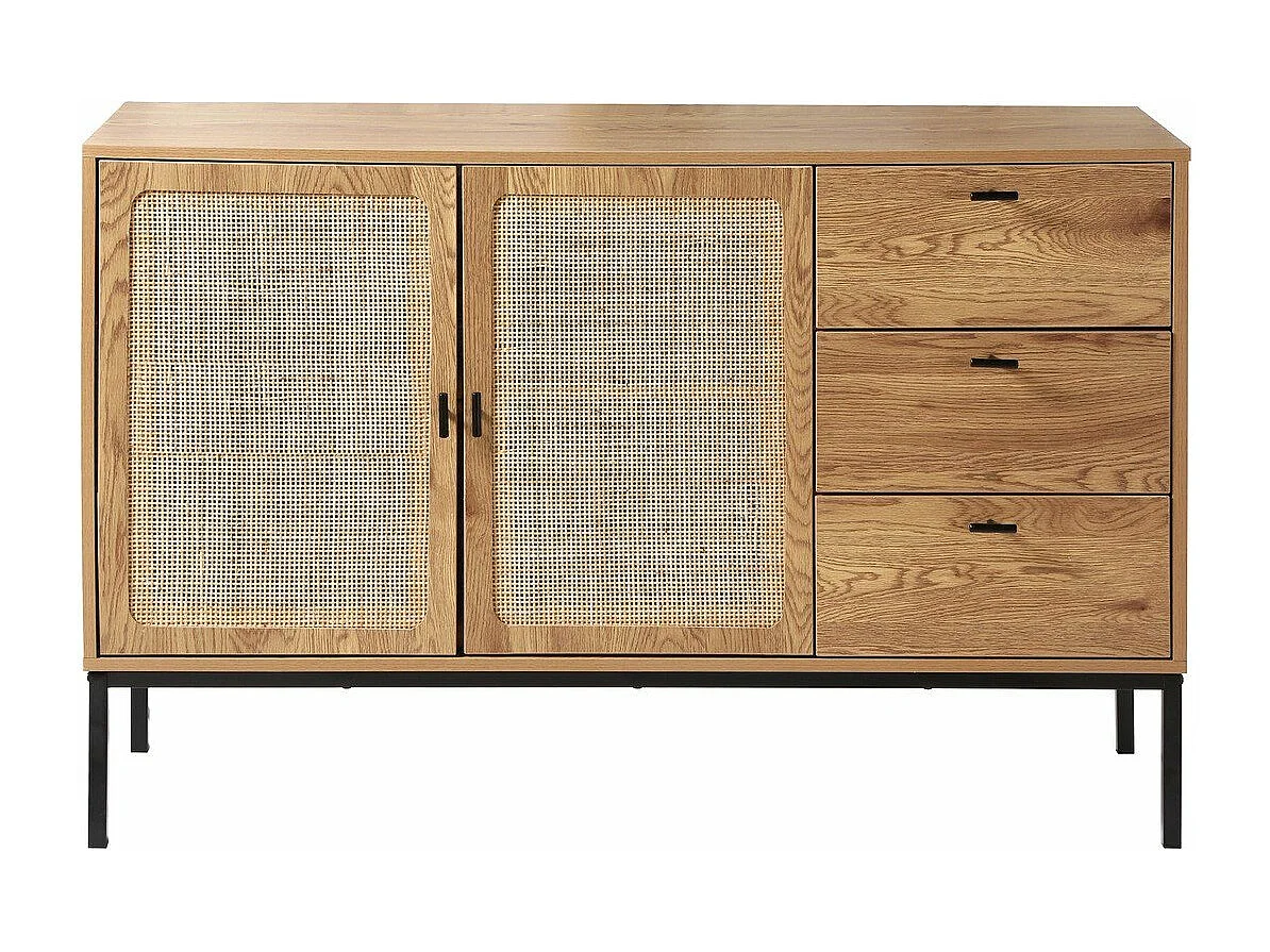Buffet 2 portes et 3 tiroirs en rotin L120 cm - JAYA