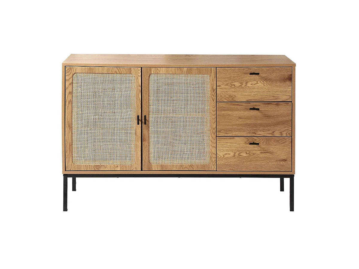 Sideboard mit 2 Türen und 3 Schubladen aus Rattan L120 cm - JAYA