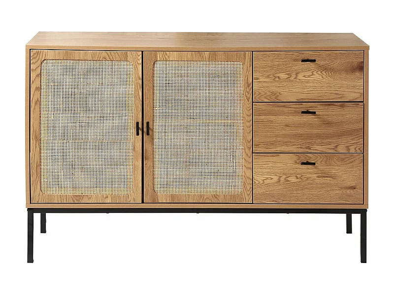 Aparador de 2 puertas y 3 cajones de ratán L120 cm - JAYA