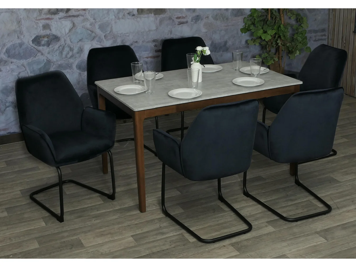 Sledestoel MCW-G67 (set van 6),  antracietblauw