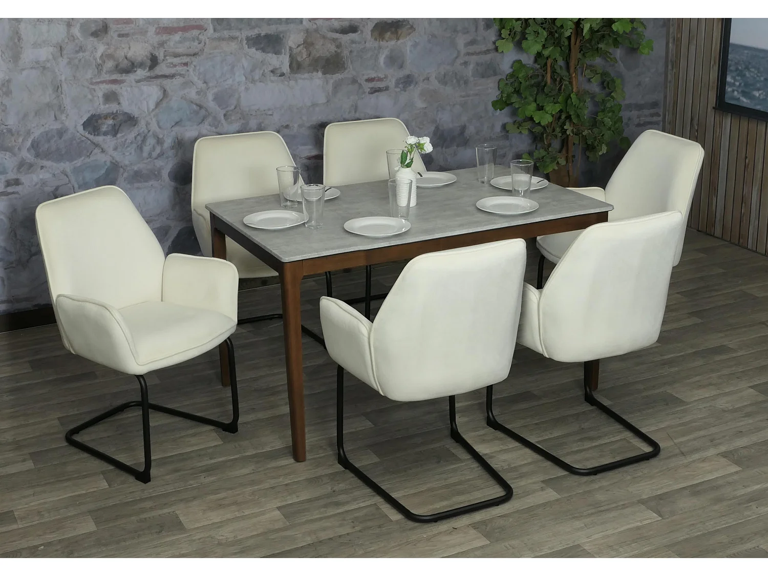 Sledestoel MCW-G67 (set van 6),  crème-beige