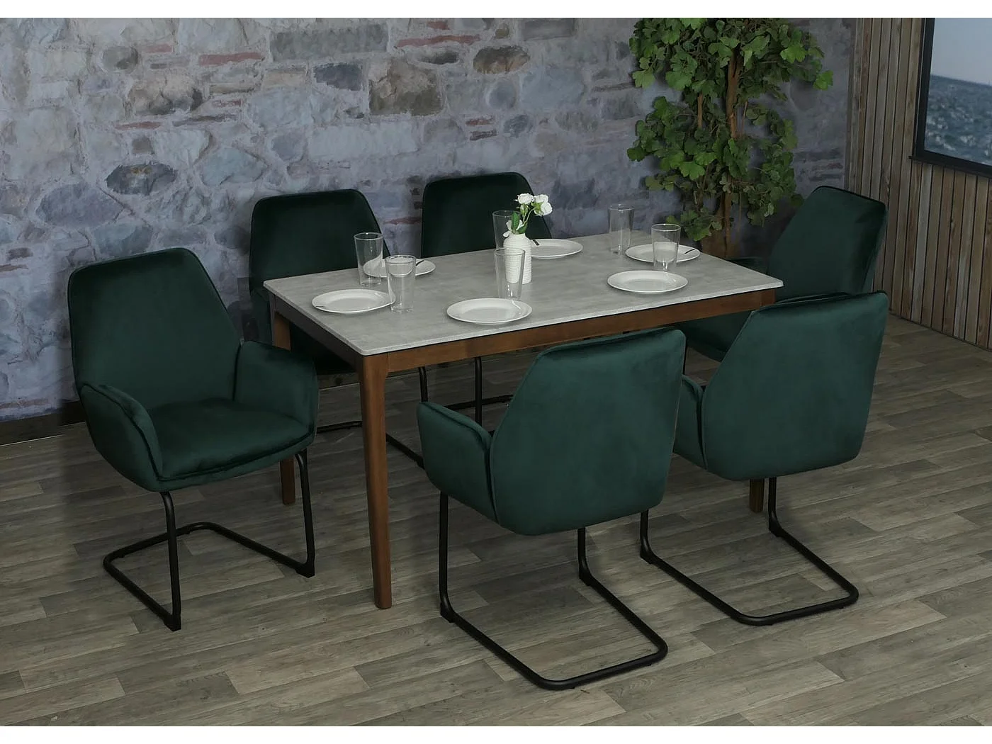 Silla basculante MCW-G67 (juego de 6),  verde