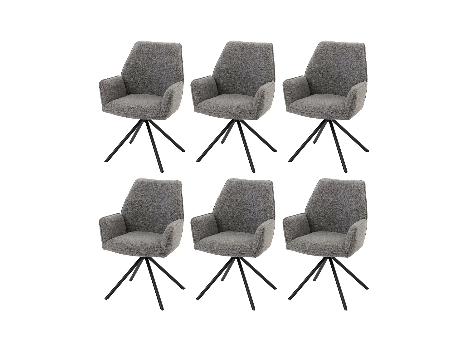 Chaise de salle à manger MCW-G67 Bouclé (lot de 6),  gris clair